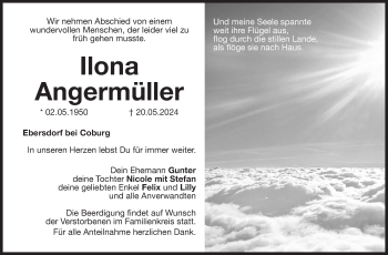 Traueranzeige von Ilona Angermüller von Neue Presse Coburg