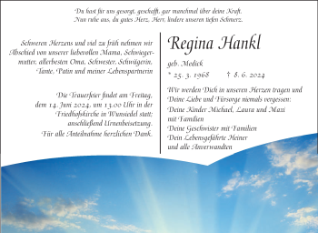 Traueranzeige von Regina Hankl von Frankenpost