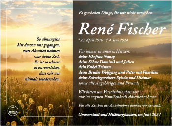 Traueranzeige von René Fischer von Südthüringer Presse