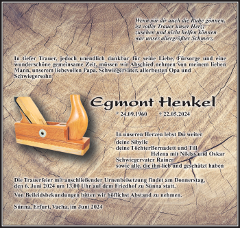 Traueranzeige von Egmont Henkel von Südthüringer Presse