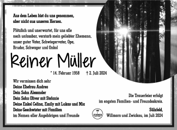 Traueranzeige von Reiner Müller von Südthüringer Presse