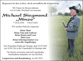 Traueranzeige von Michael Siegmund von Südthüringer Presse