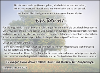 Traueranzeige von Elke Rexroth von Südthüringer Presse