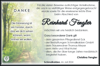 Traueranzeige von Reinhard Fengler von Südthüringer Presse