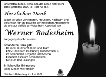 Traueranzeige von Werner Bodesheim von Südthüringer Presse