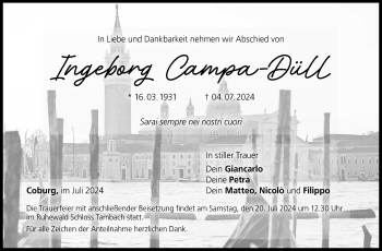 Traueranzeige von Ingeborg Campa-Düll von Neue Presse Coburg