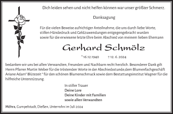 Traueranzeige von Gerhard Schmölz von Südthüringer Presse