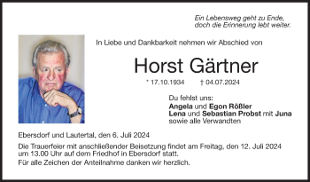 Traueranzeige von Horst Gärtner von Neue Presse Coburg