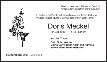 Traueranzeige von Doris Meckel von Neue Presse Coburg