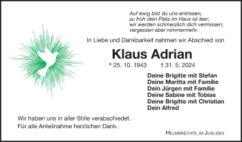 Traueranzeige von Klaus Adrian von Frankenpost