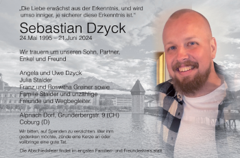 Traueranzeige von Sebastian Dzyck von Neue Presse Coburg