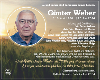 Traueranzeige von Günter Weber von Südthüringer Presse