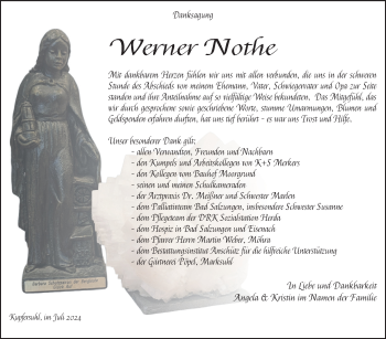 Traueranzeige von Werner Nothe von Südthüringer Presse