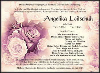 Traueranzeige von Angelika Leitschuh von Südthüringer Presse
