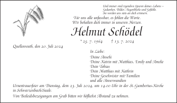 Traueranzeige von Helmut Schödel von Frankenpost