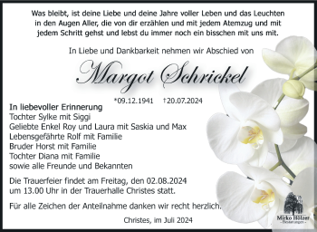 Traueranzeige von Margot Schrickel von Südthüringer Presse