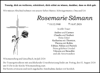 Traueranzeige von Rosemarie Sämann von Neue Presse Coburg
