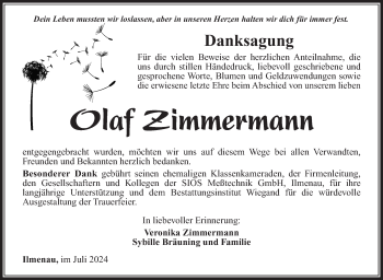 Traueranzeige von Olaf Zimmermann von Südthüringer Presse