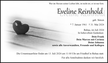 Traueranzeige von Eveline Reinhold von Frankenpost