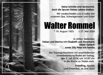 Traueranzeige von Walter Rommel von Südthüringer Presse