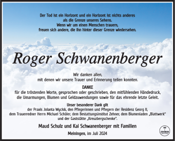 Traueranzeige von Roger Schwanenberger von Südthüringer Presse