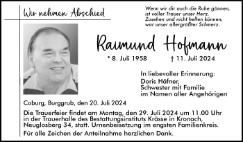 Traueranzeige von Raimund Hofmann von Neue Presse Coburg