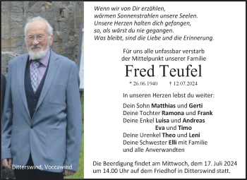 Traueranzeige von Fred Teufel 