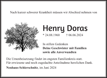 Traueranzeige von Henry Doras von Südthüringer Presse