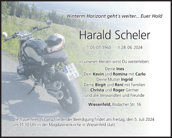 Traueranzeige von Harald Scheler von Neue Presse Coburg