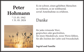 Traueranzeige von Peter Hohmann von Frankenpost