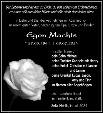 Traueranzeige von Egon Machts von Südthüringer Presse