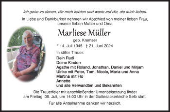 Traueranzeige von Marliese Müller von Frankenpost