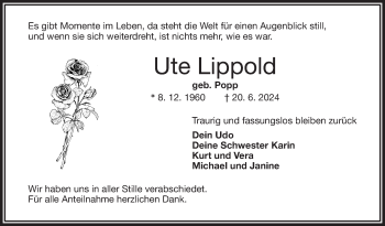 Traueranzeige von Ute Lippold von Frankenpost