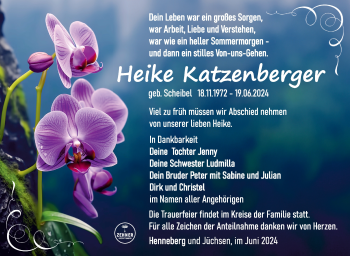 Traueranzeige von Heike Katzenberger von Südthüringer Presse