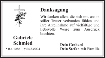Traueranzeige von Gabriele Schmied von Frankenpost