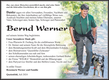Traueranzeige von Bernd Werner von Südthüringer Presse