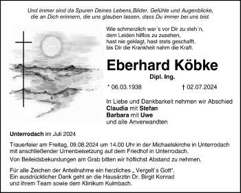 Traueranzeige von Eberhard Köbke von Neue Presse Coburg