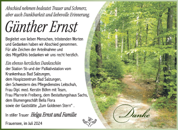 Traueranzeige von Günther Ernst von Südthüringer Presse