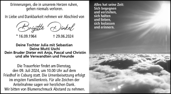 Traueranzeige von Brigitte Dinkel von Neue Presse Coburg