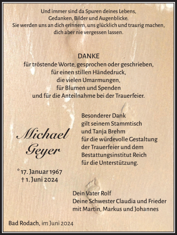 Traueranzeige von Michael Geyer von Neue Presse Coburg