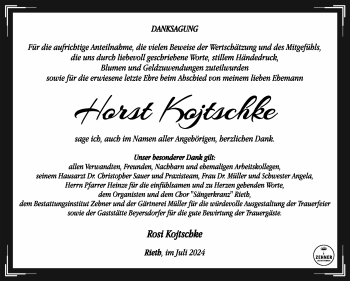 Traueranzeige von Horst Kojtschke von Südthüringer Presse