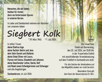 Traueranzeige von Siegbert Kolk von Südthüringer Presse
