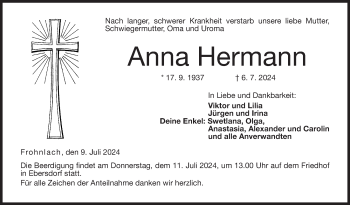 Traueranzeige von Anna Hermann von Neue Presse Coburg