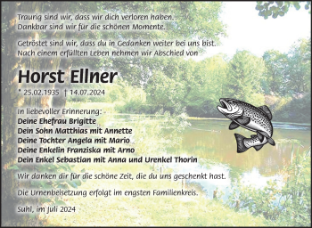 Traueranzeige von Horst Ellner von Südthüringer Presse