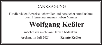 Traueranzeige von Wolfgang Keßler von Südthüringer Presse