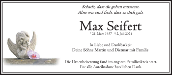 Traueranzeige von Max Seifert von Frankenpost