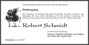 Traueranzeige von Robert Schmidt von Südthüringer Presse