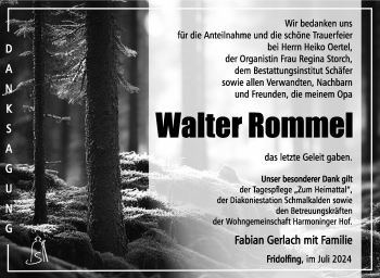 Traueranzeige von Walter Rommel von Südthüringer Presse