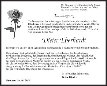 Traueranzeige von Dieter Eberhardt von Südthüringer Presse