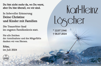 Traueranzeige von Karl-Heinz Löscher von Südthüringer Presse